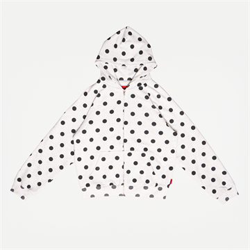 White Coffee Double Layer Zip Hoodie Grey Melange / Polka - Sælges kun i butikken i Holstebro